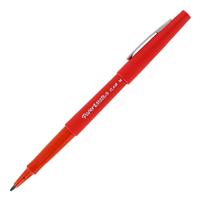 Paper Mate Flair Filzstift, 0,7 mm, mittlere Spitze, rote Tinte, 12 Stück - Bild 1 von 6