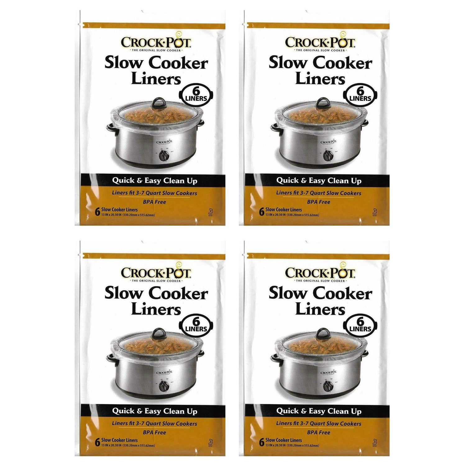 Crock-Pot Slow Cooker Liners Fits 3-7 Quart Home Cookers 6-Liners -2 Pack